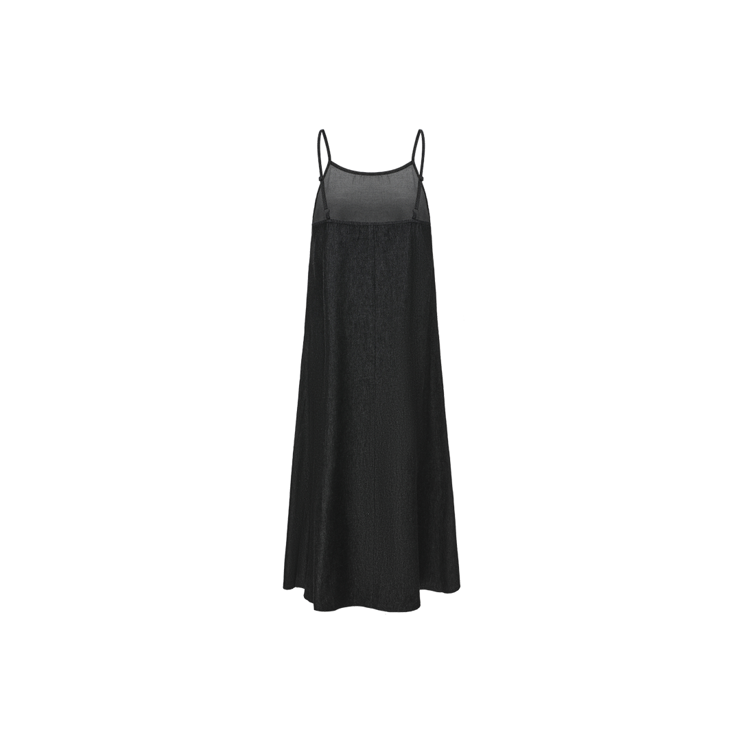 Denim Midi Thin Strap Slip Dress