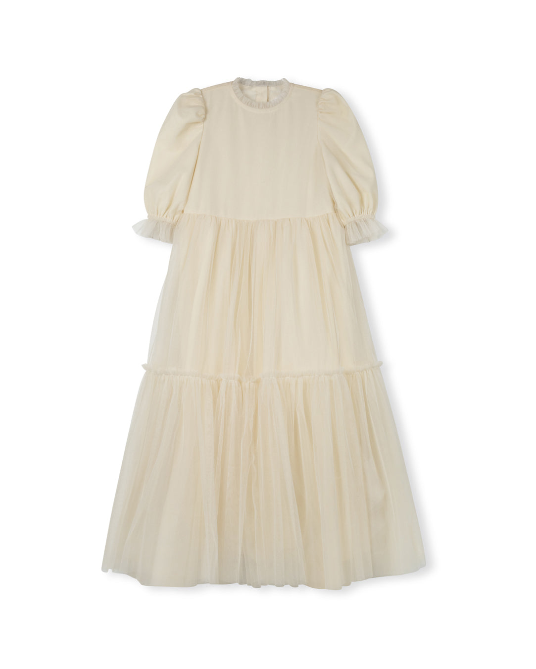mesh tiered dress Lilou Cream Gown 5 / Cream Dress Length Style:9-Drawer Dresser Women's Orange Cocktail & nightgowns