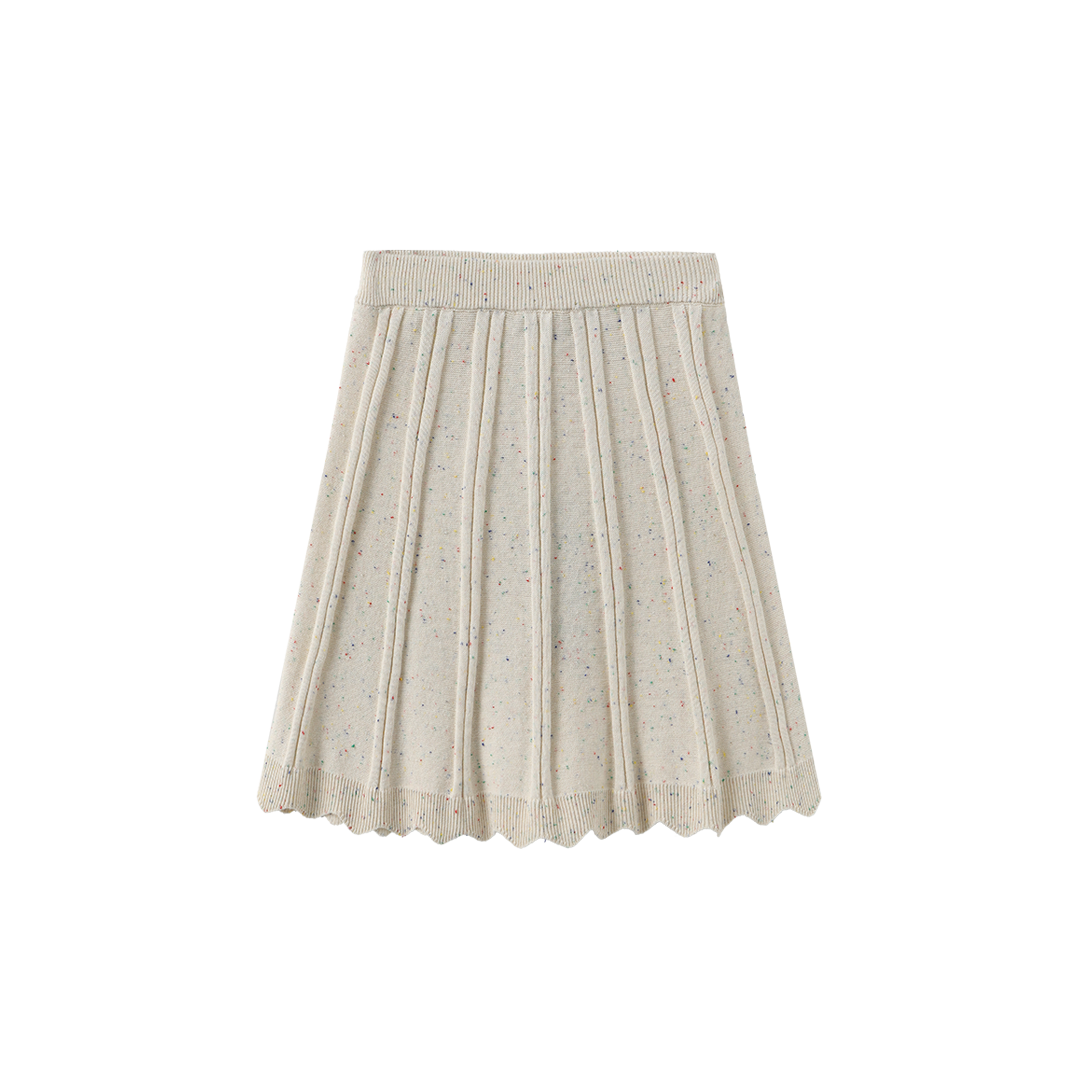 Marled Knit Scallop Trim Skirt