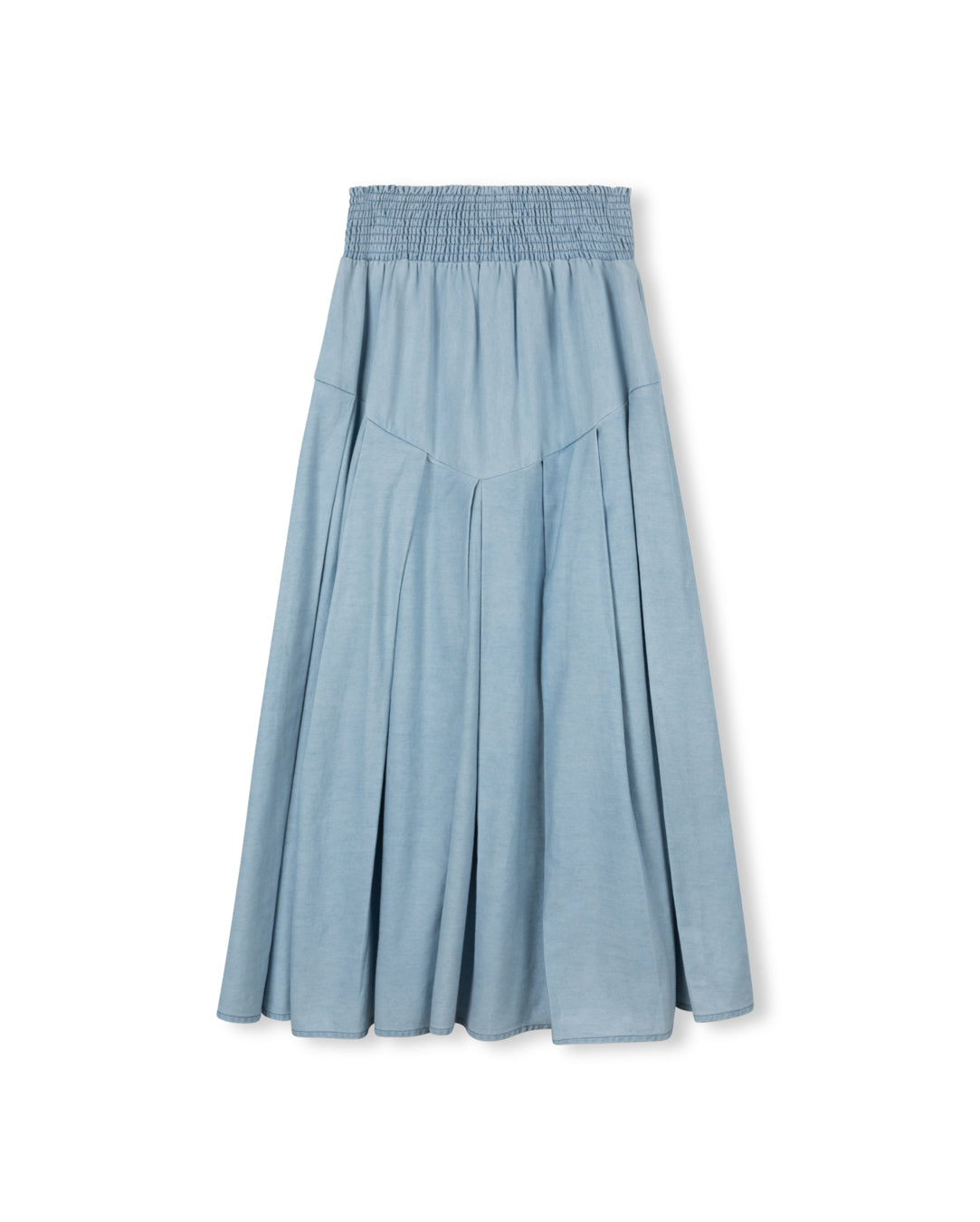 Chambray V Seam Pleated Skirt