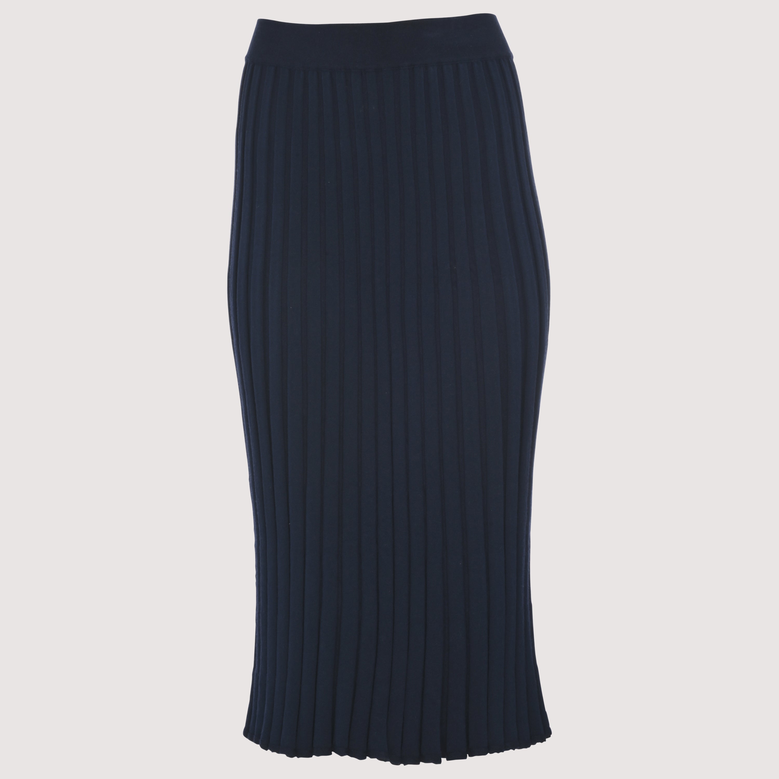 Pleated Rib Knit Maxi Skirt