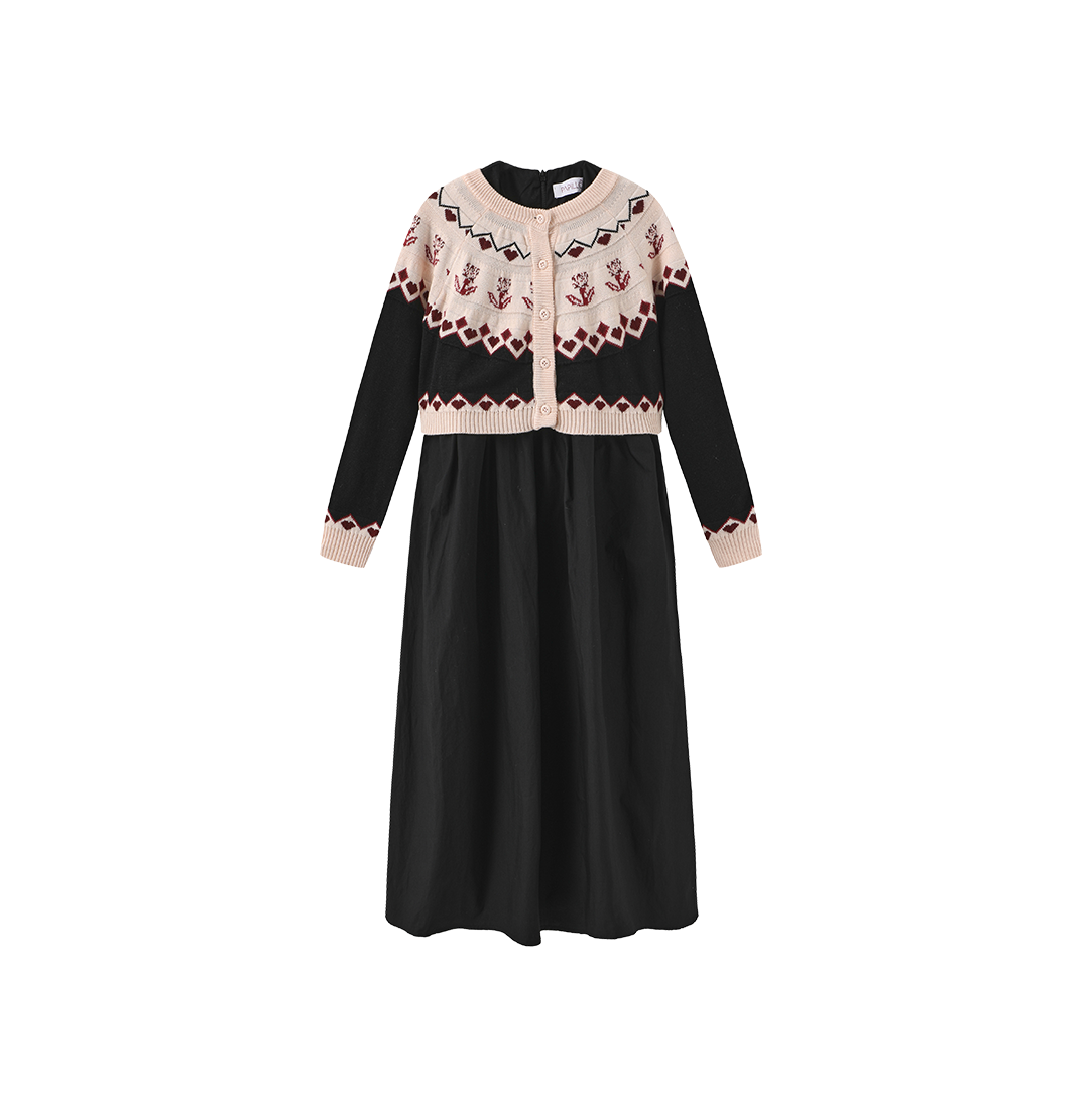 Tiered Robe With Floral Cardigan