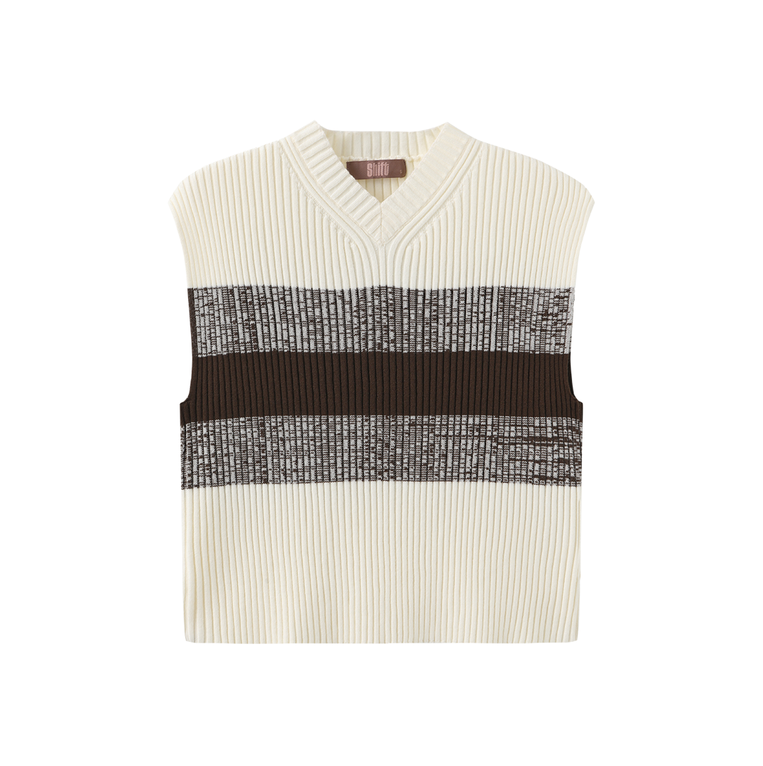 Ribbed Knit V-neck Vest