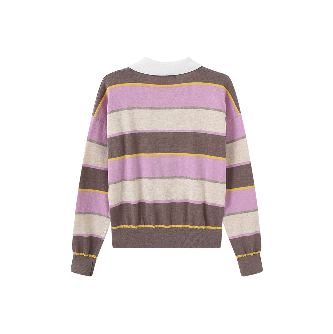 Stripe Knit Crest Polo