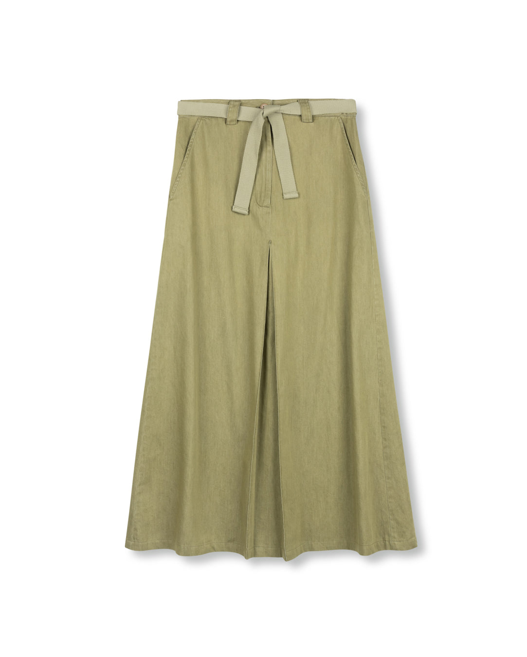 Denim Front Kick Pleat Skirt