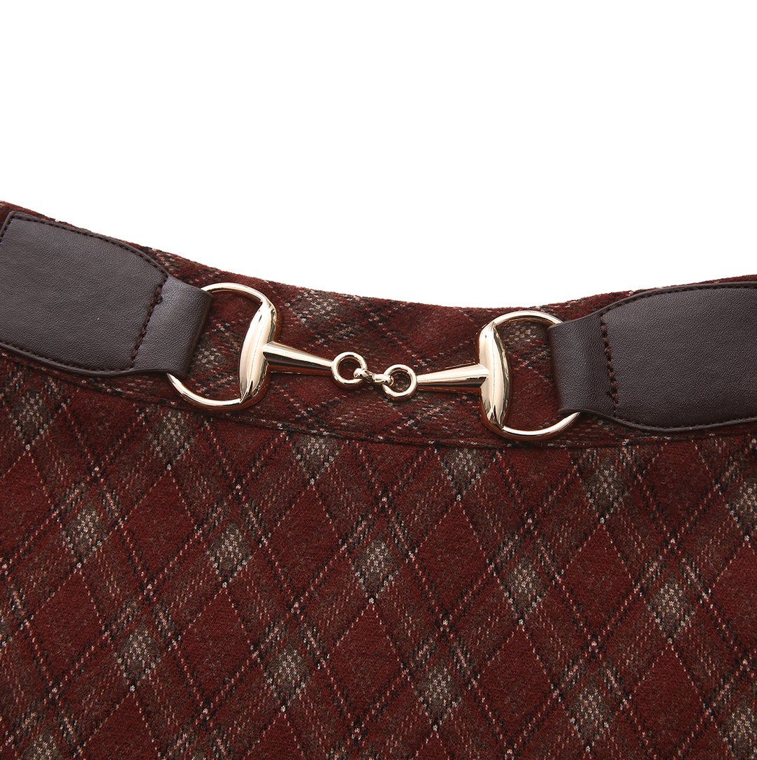 Belted Plaid Wool Skirt