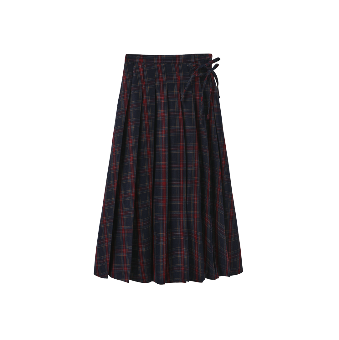 Plaid Wrap Midi Skirt
