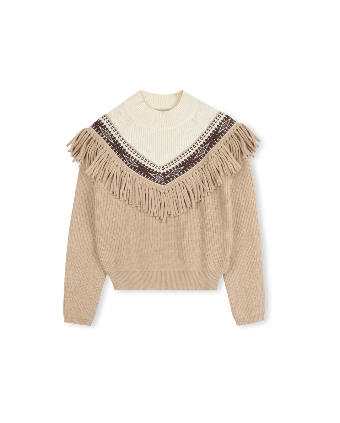 Fringes V Detailed Knit Top W-22897
