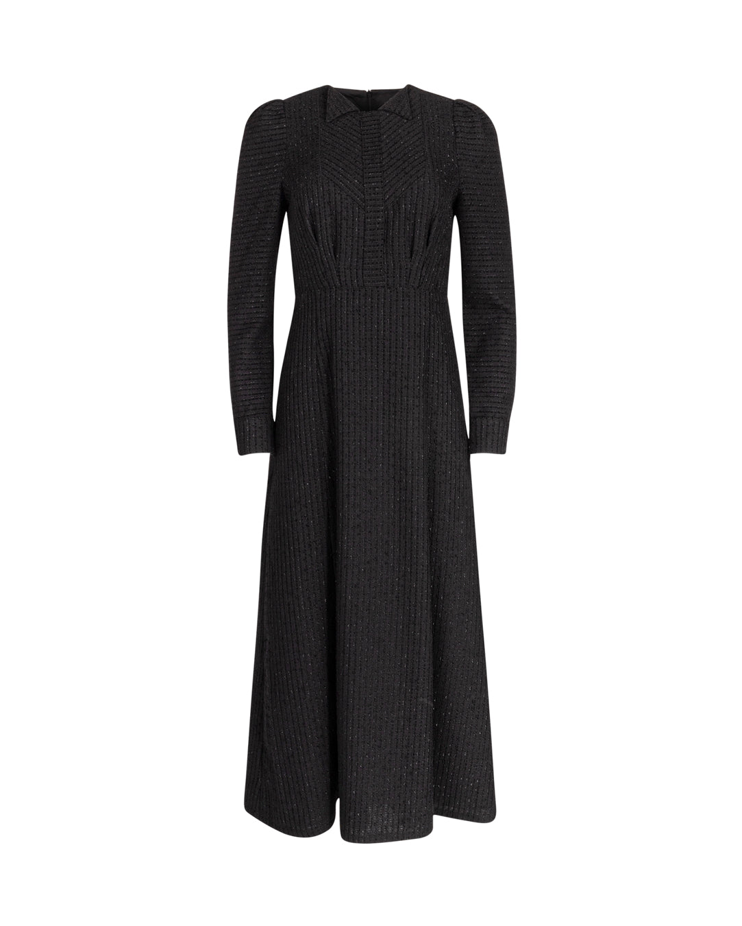 Textured Puffed Sleeve Maxi Dress - Junees
