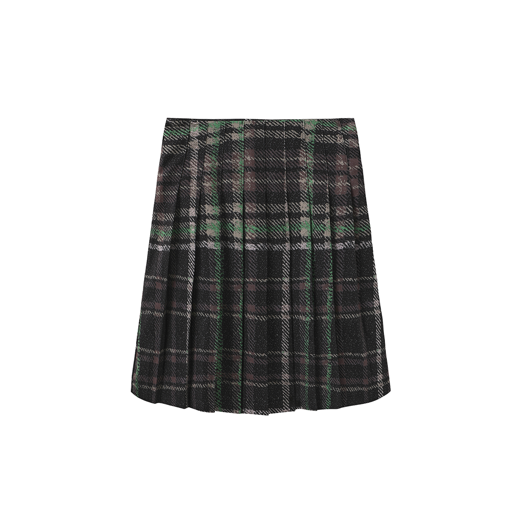 Plaid Printed Pleated Skirt