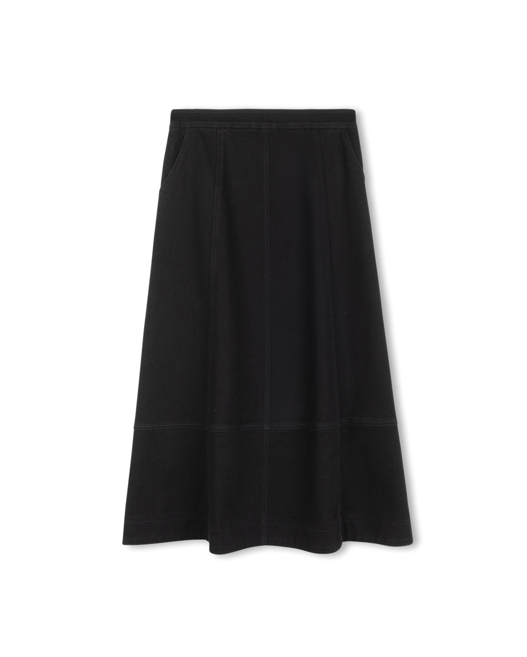 Denim Seamed Detail A Line Skirt - Junees