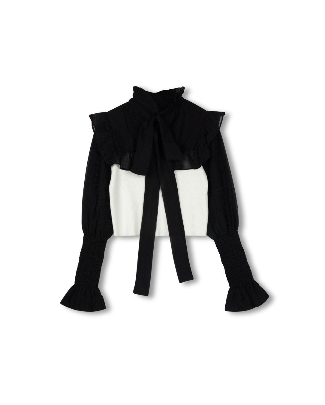 Neck Tie Knit Top W-21425