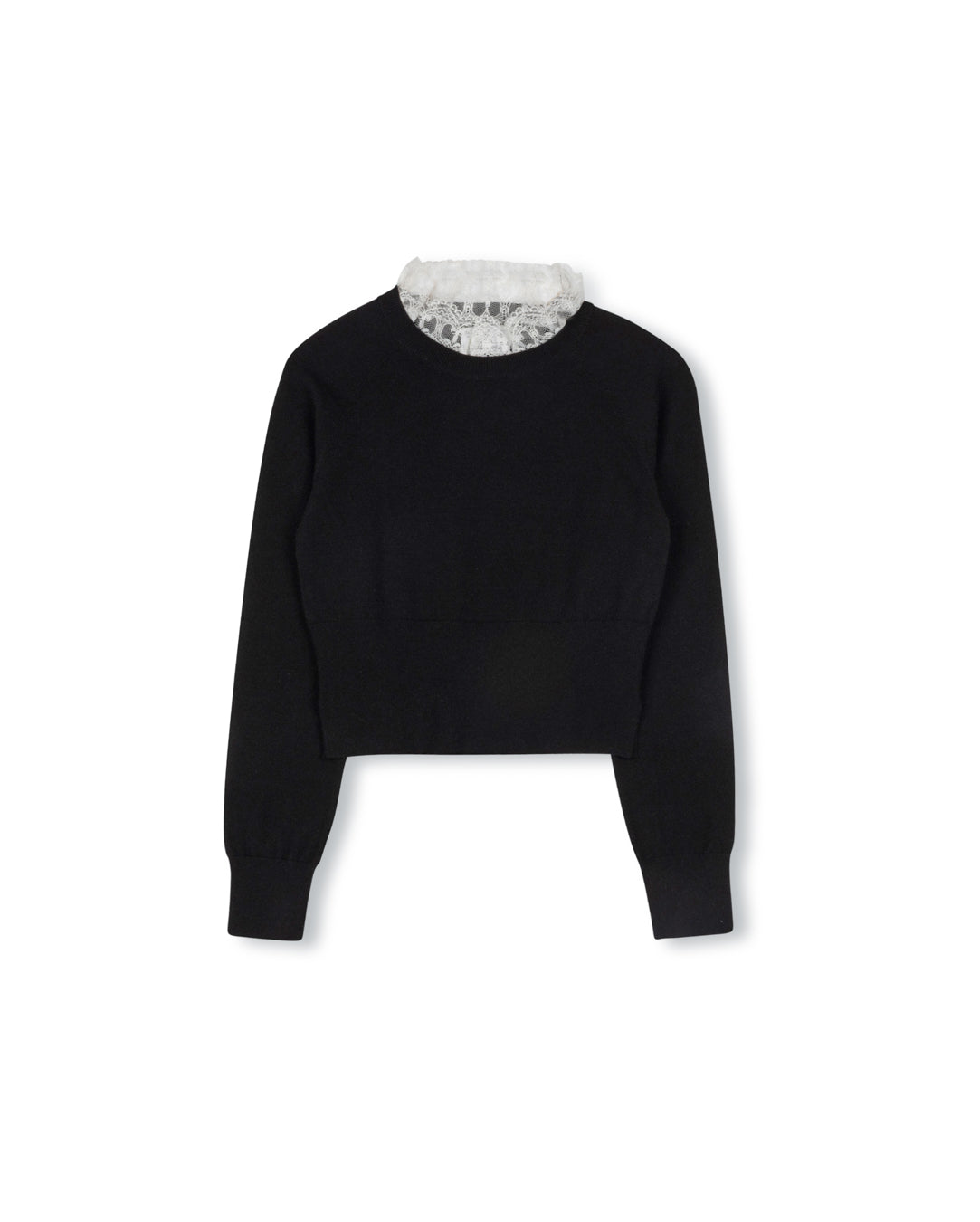 Lace Trimmed Knit Sweater W-21635