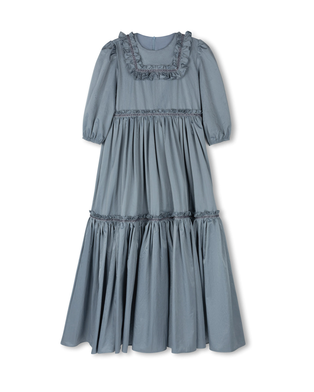 Taffeta Tiered Ankle Gown