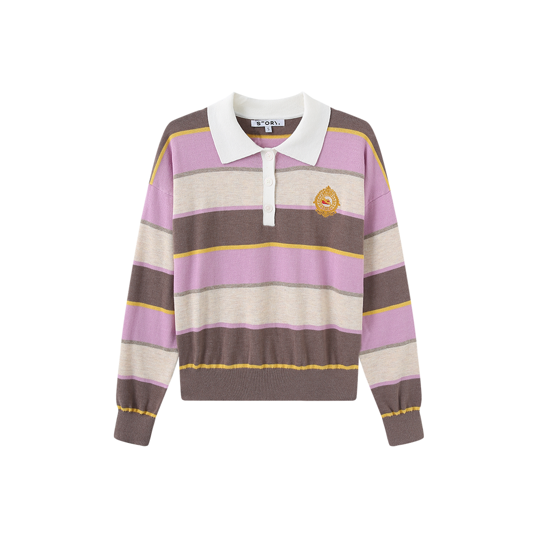 Stripe Knit Crest Polo