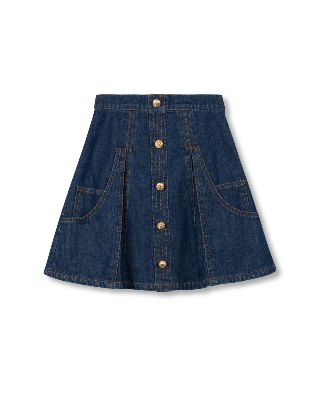 Gold Button Denim Skirt - Junees