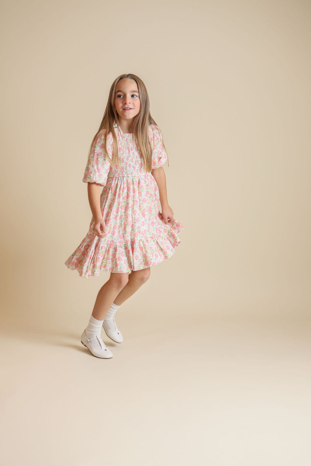 Soft Floral Wide Sleeved Dress