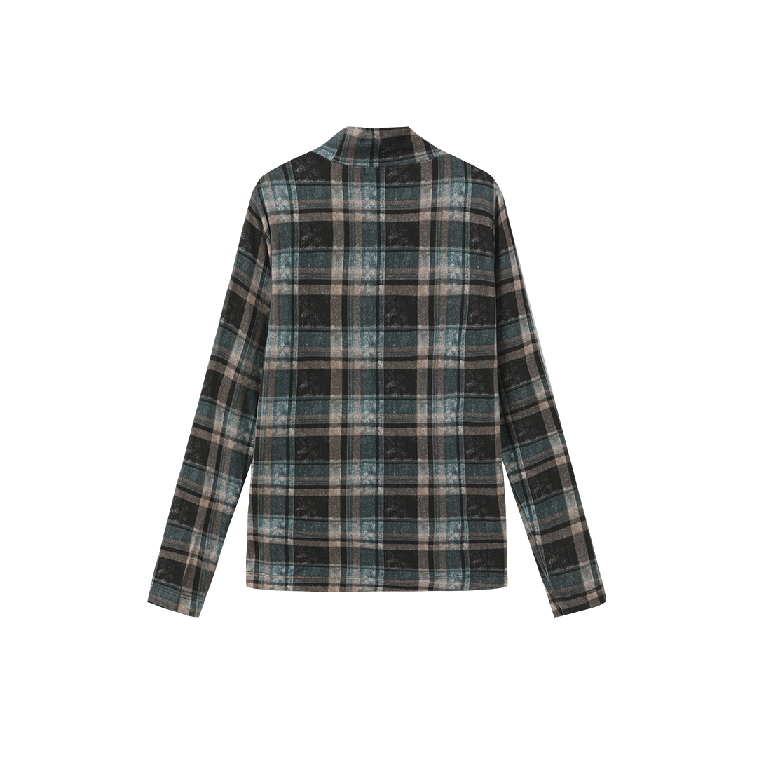 Delmar Plaid Mock Neck