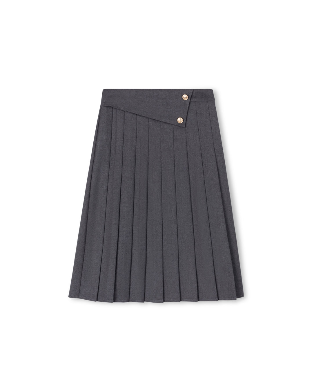 Blaze - Wool Pleated Flap Waist Skirt