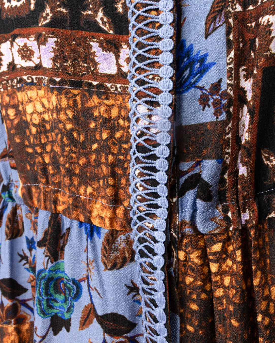 Elastic Waisted Bubble Sleeve Printed Dress