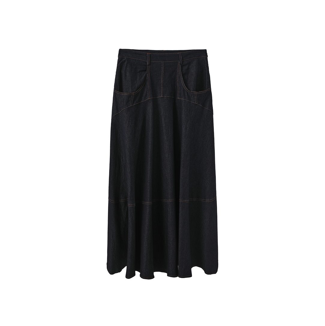 Rounded Seam Denim Skirt