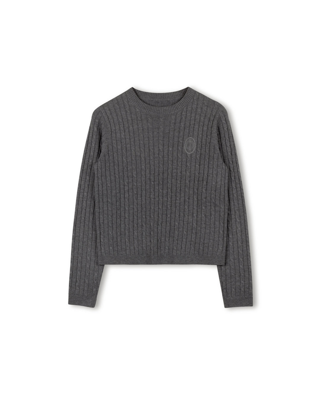 Crest Detailed Cable Knit Sweater