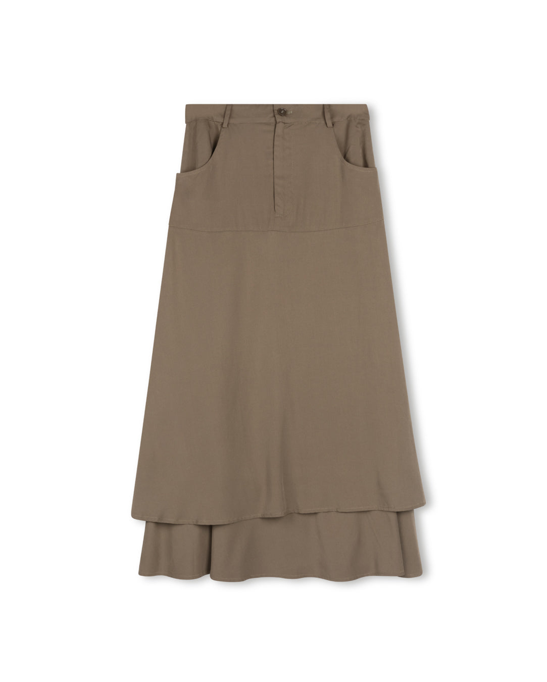 Front Zipper Flowy Skirt W-18683