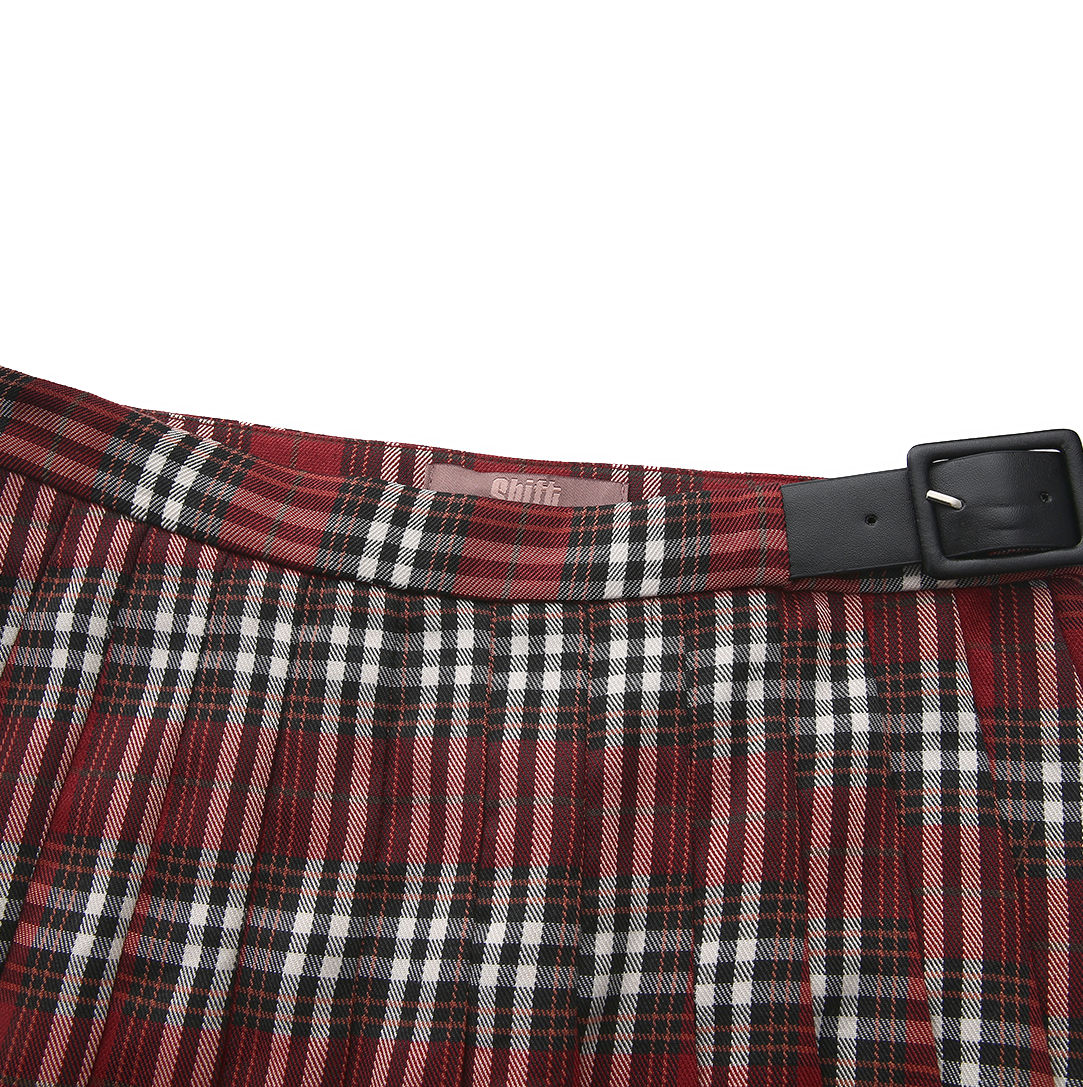 Buckle Pleated Woven Skirt