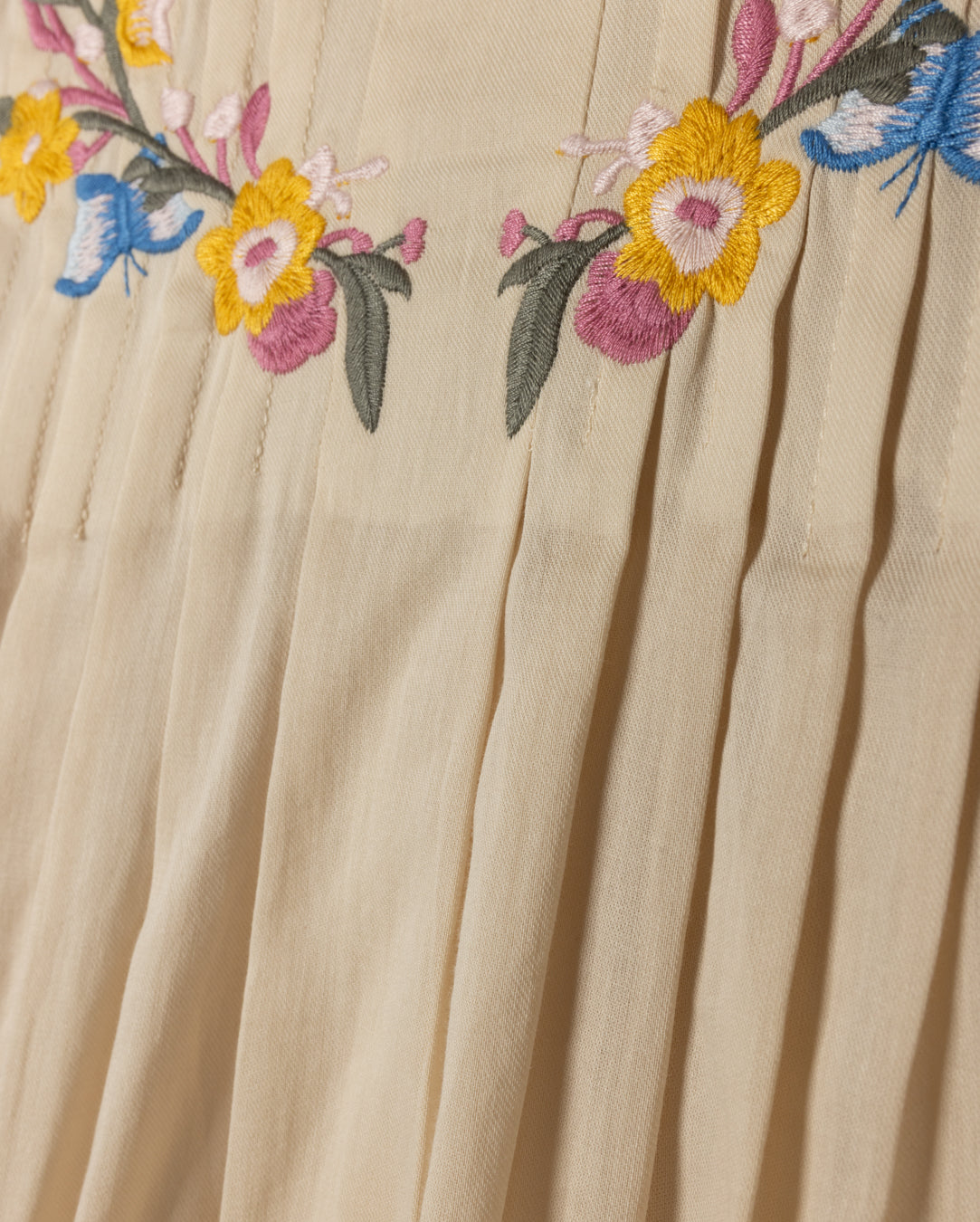 Pleated Embroidered Bow Detail Dress