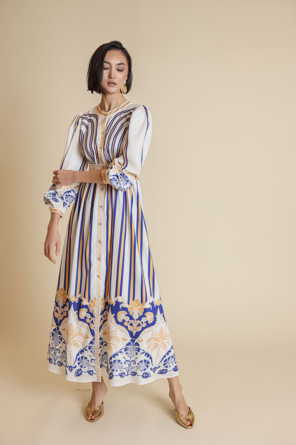 Deco Puff Sleeve Maxi Dress
