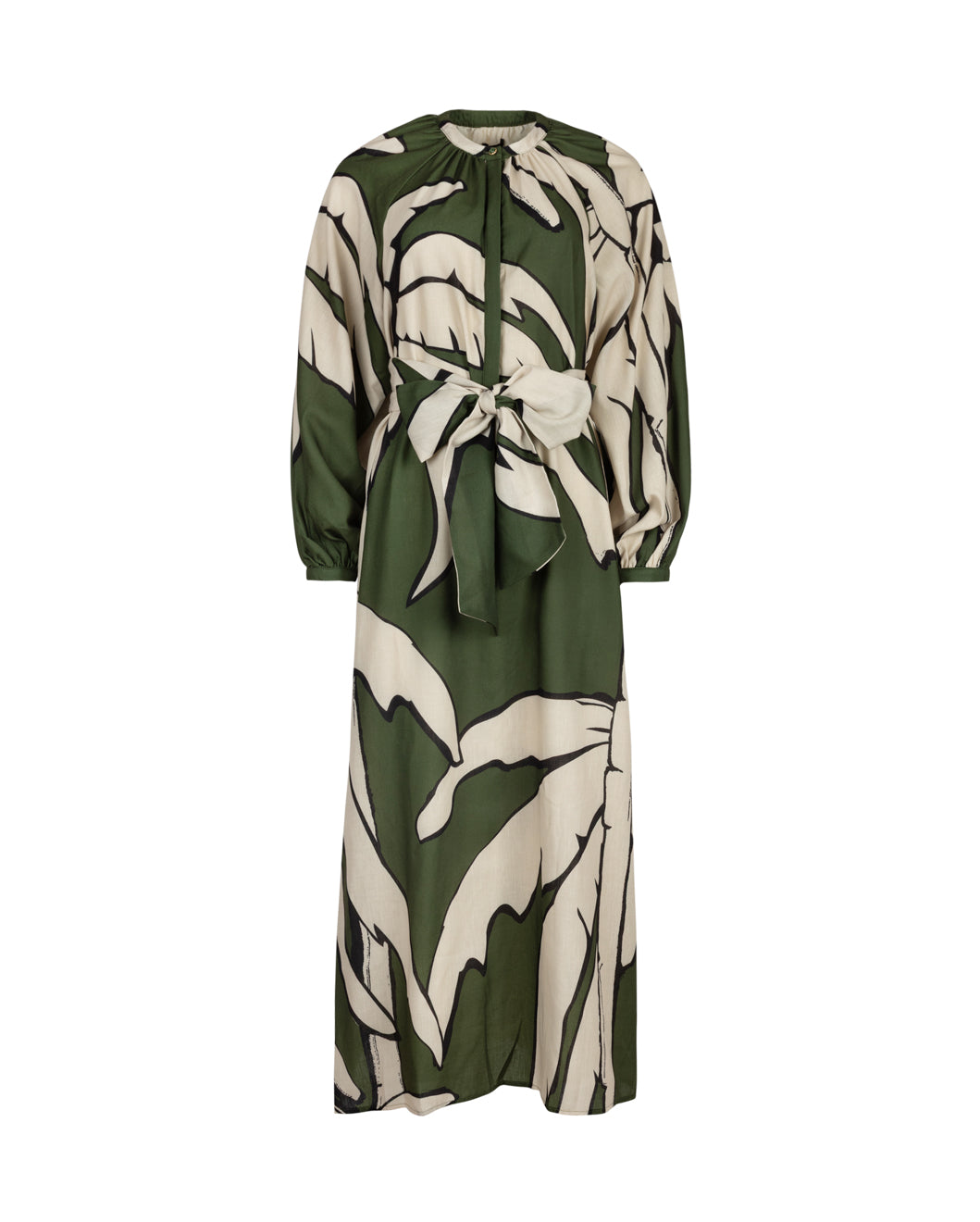 Wide Print Linen Tie Dress