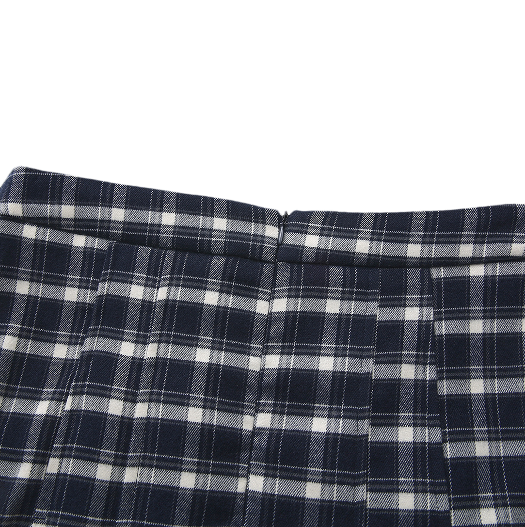 Plaid Center Pocket Pleat Skirt