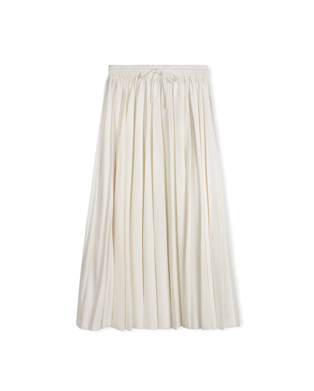 White Drawstring Pleated Skirt