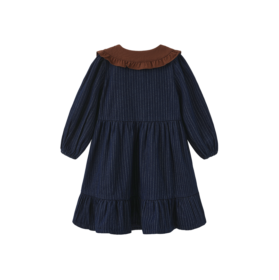 Lali Pinstriped Denim Tiered Dress