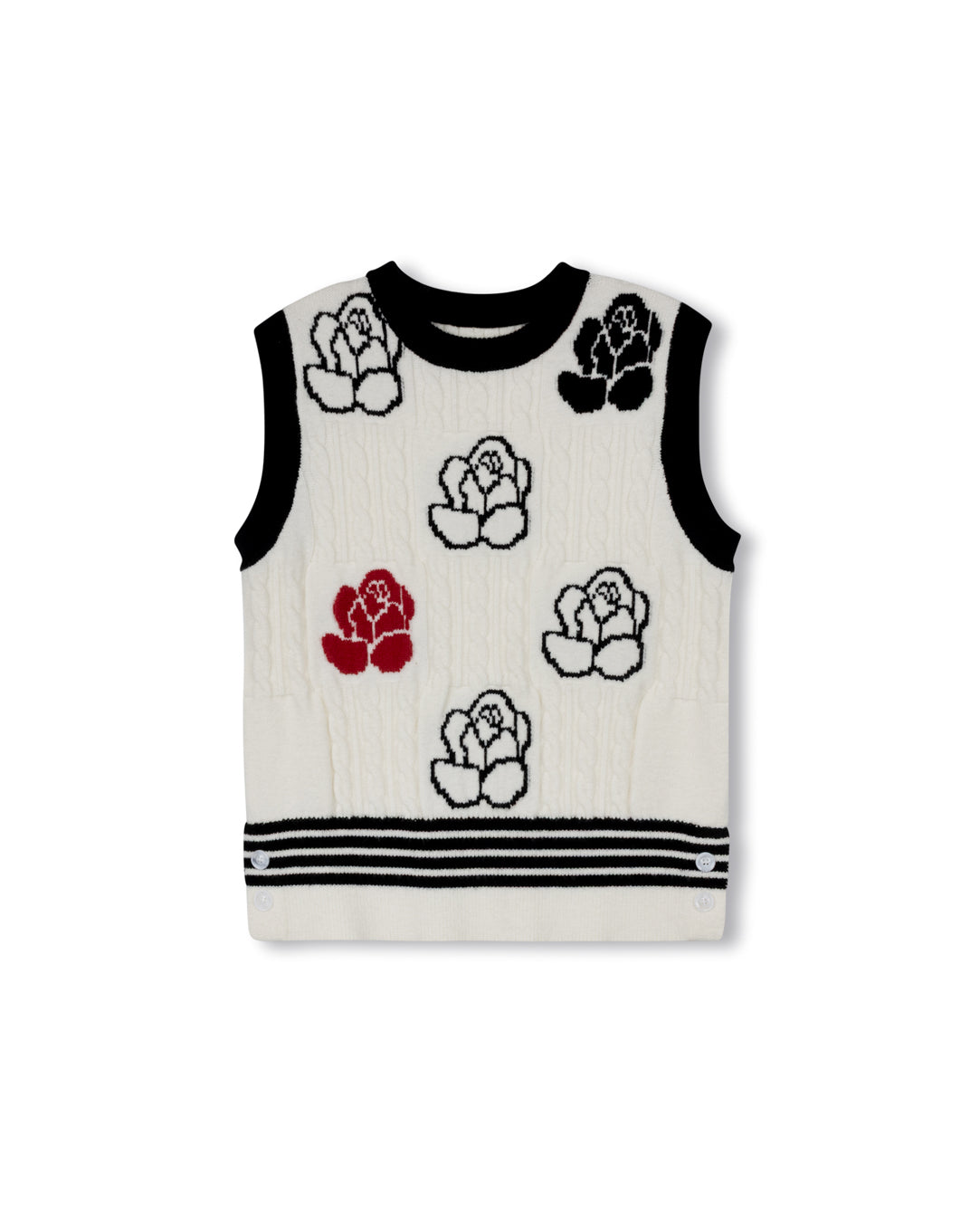 Cable Knit And Floral Vest C-21360