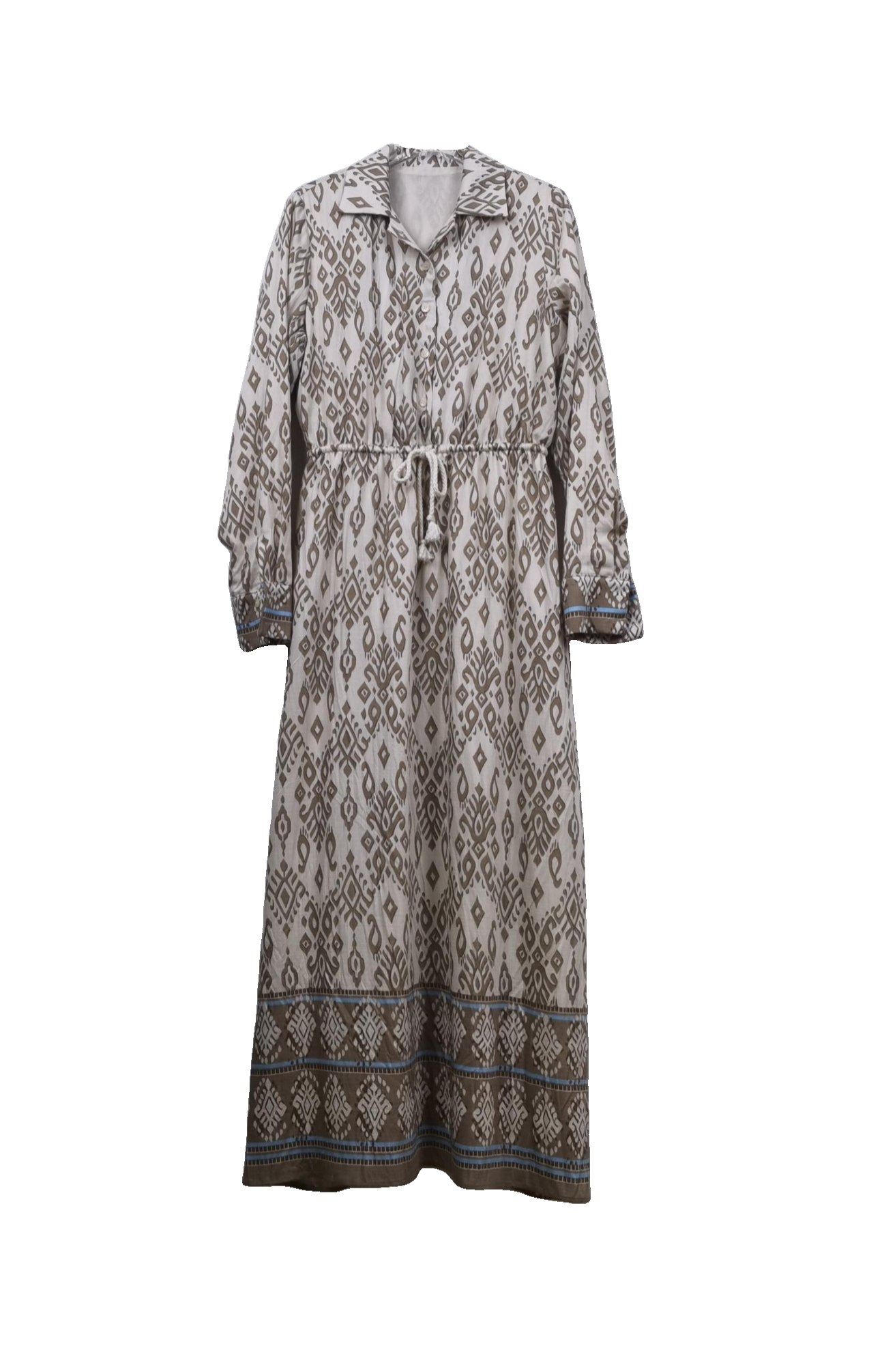 Linen Printed Tassle Dress