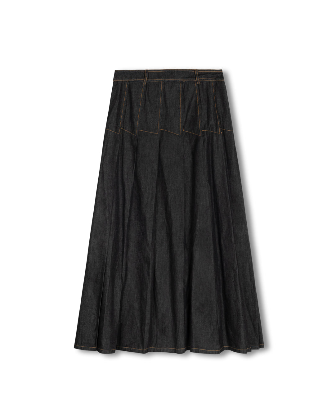 Denim Pleated Seam Detailed Skirt - Junees