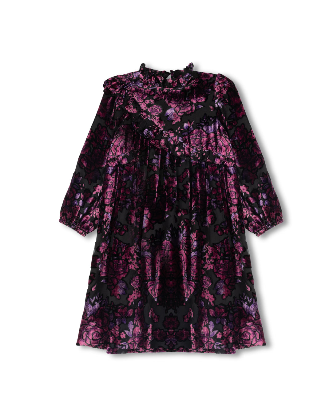 Velvet Flower Ruffle Dress C-22998