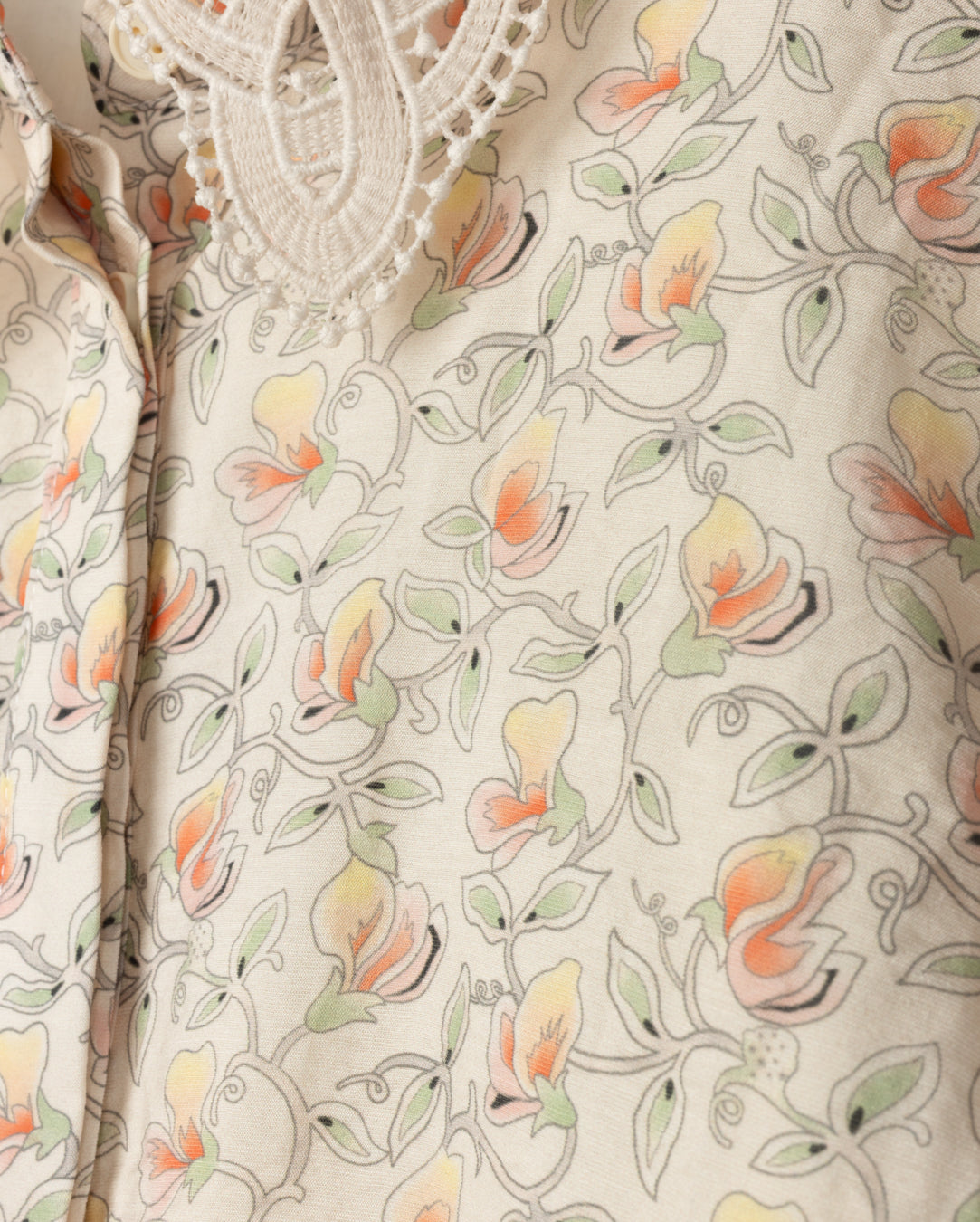 Lace Detail Printed Blouse - Junees