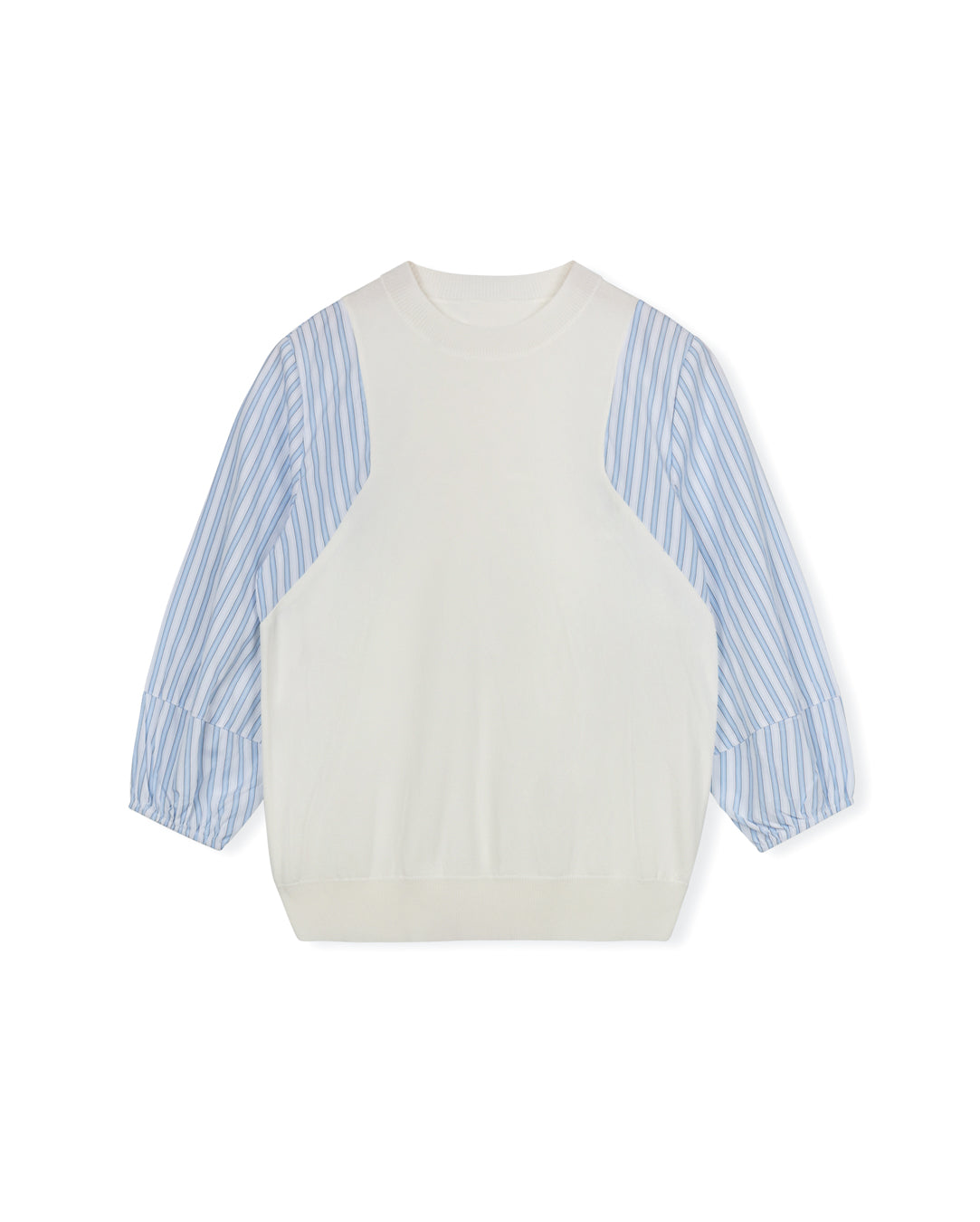 Knit And Stripe Poplin Top