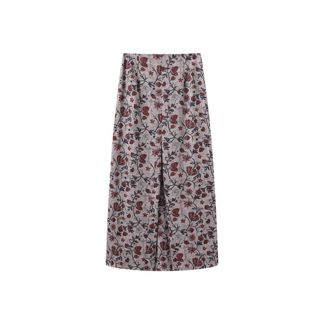Floral Printed Kick Pleat Skirt