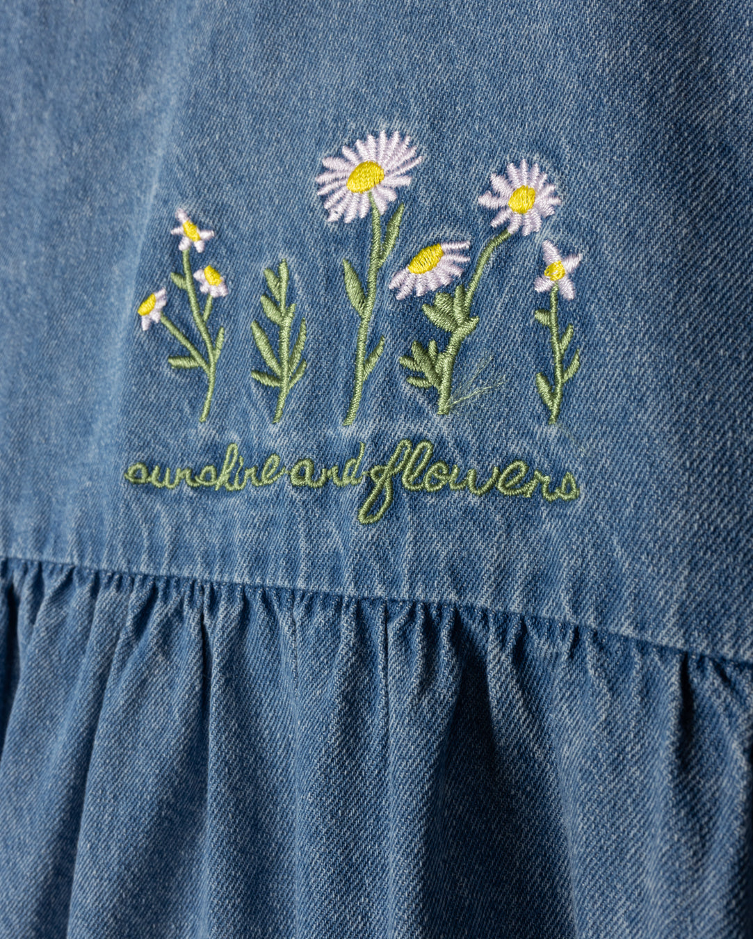 Denim Embroidered Top And Pocket Dress