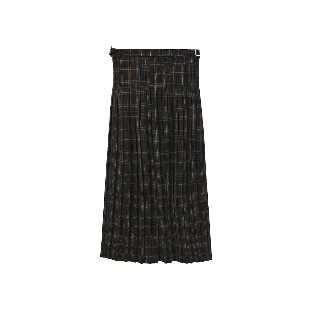 Wool Plaid Wrap Skirt