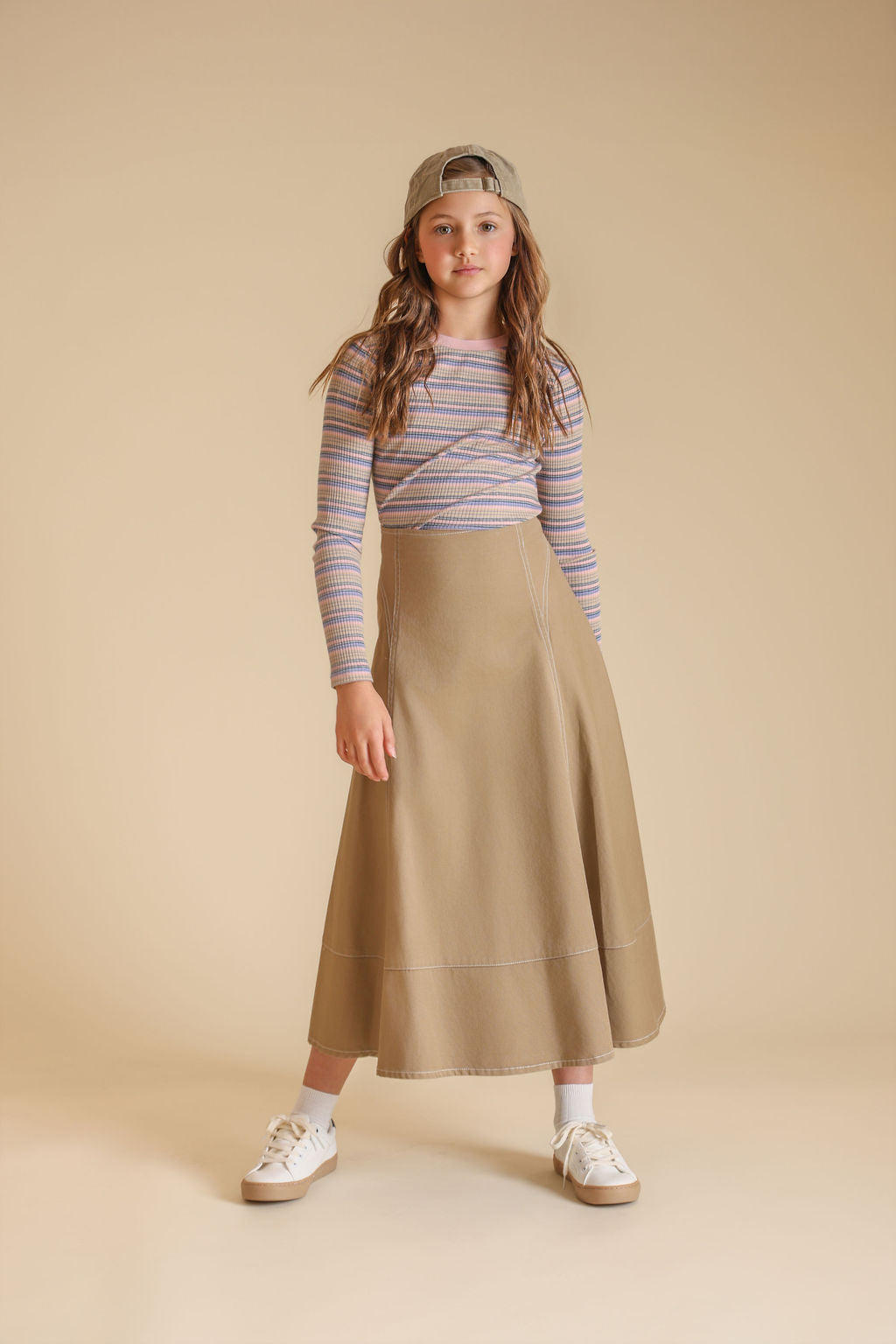 Denim Stitch Maxi Skirt - Junees