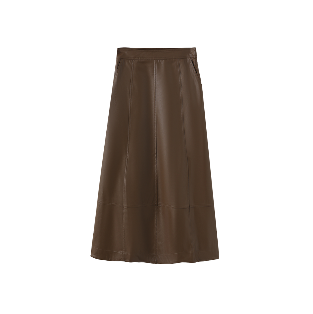 Leather Side Button Seam Skirt