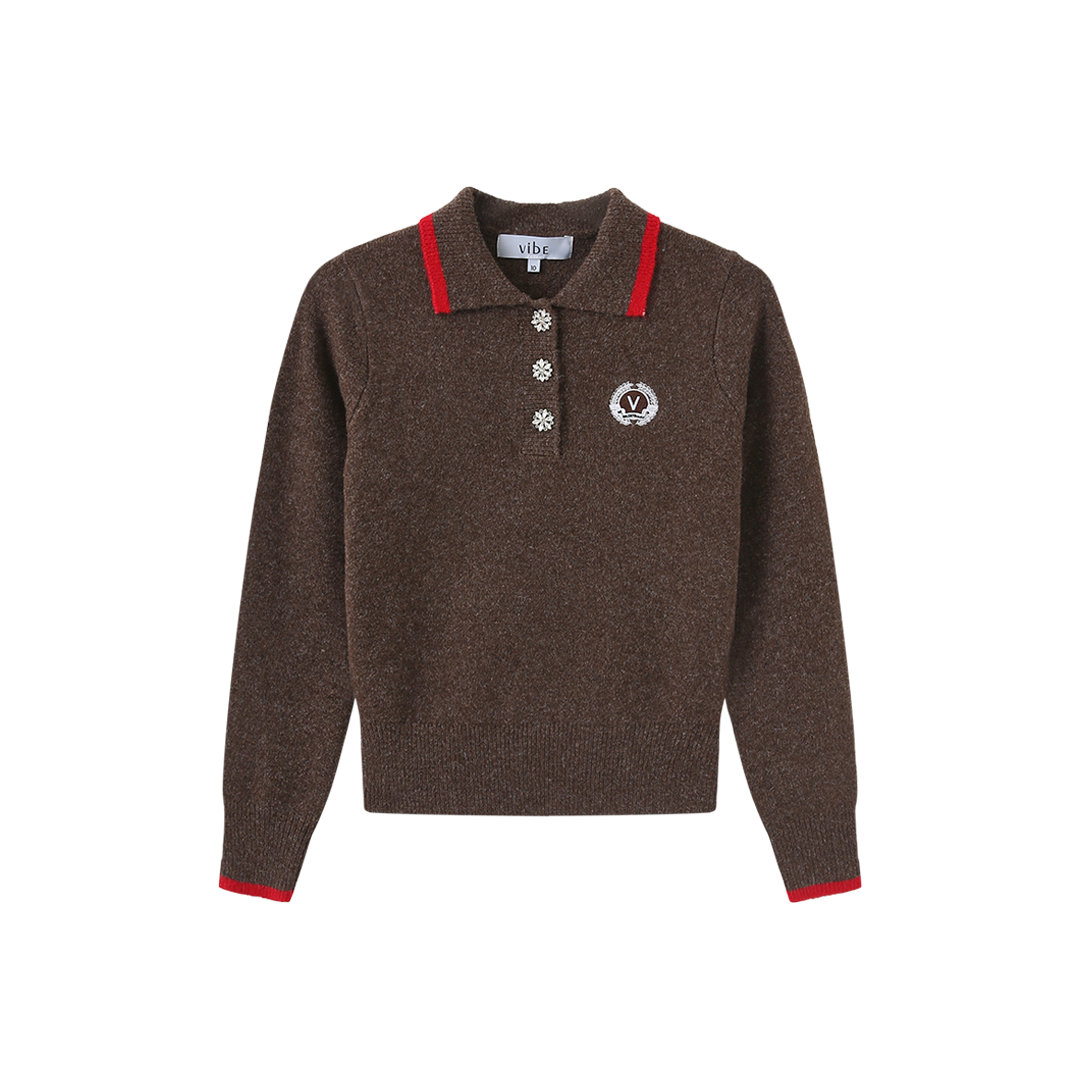 Knit Collared Crest Sweater