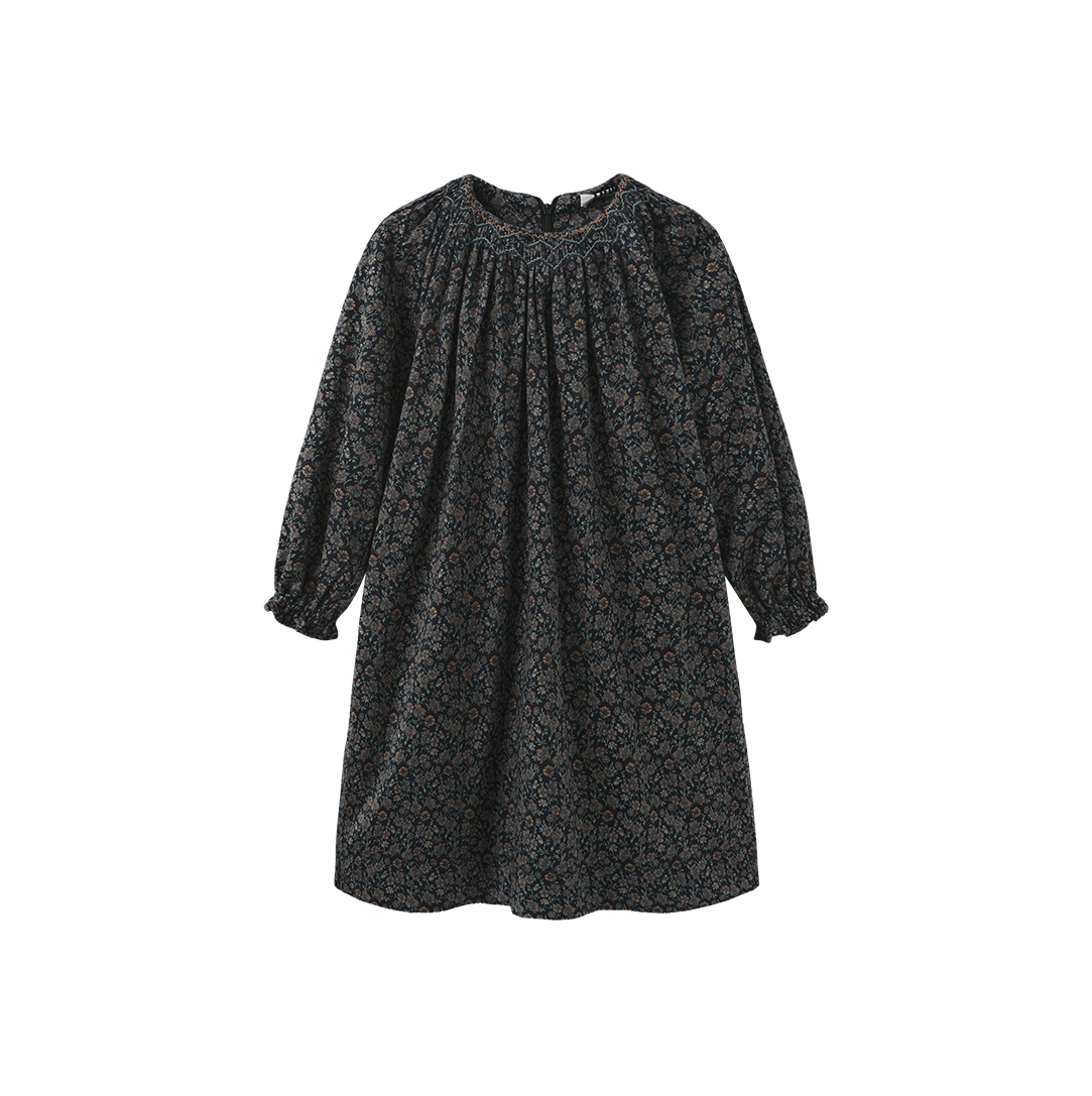 Corduroy Floral Smocking Dress