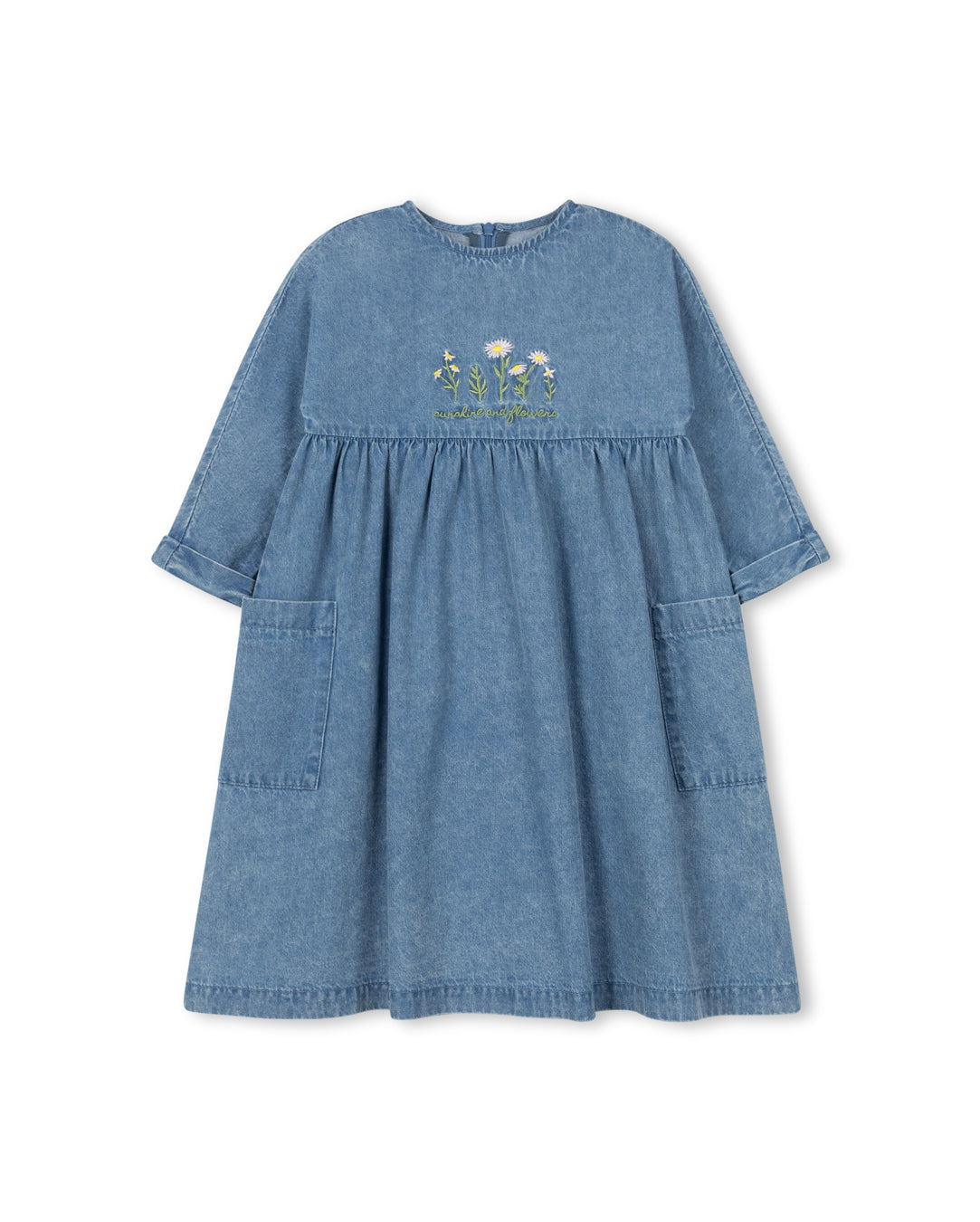Denim Embroidered Top And Pocket Dress