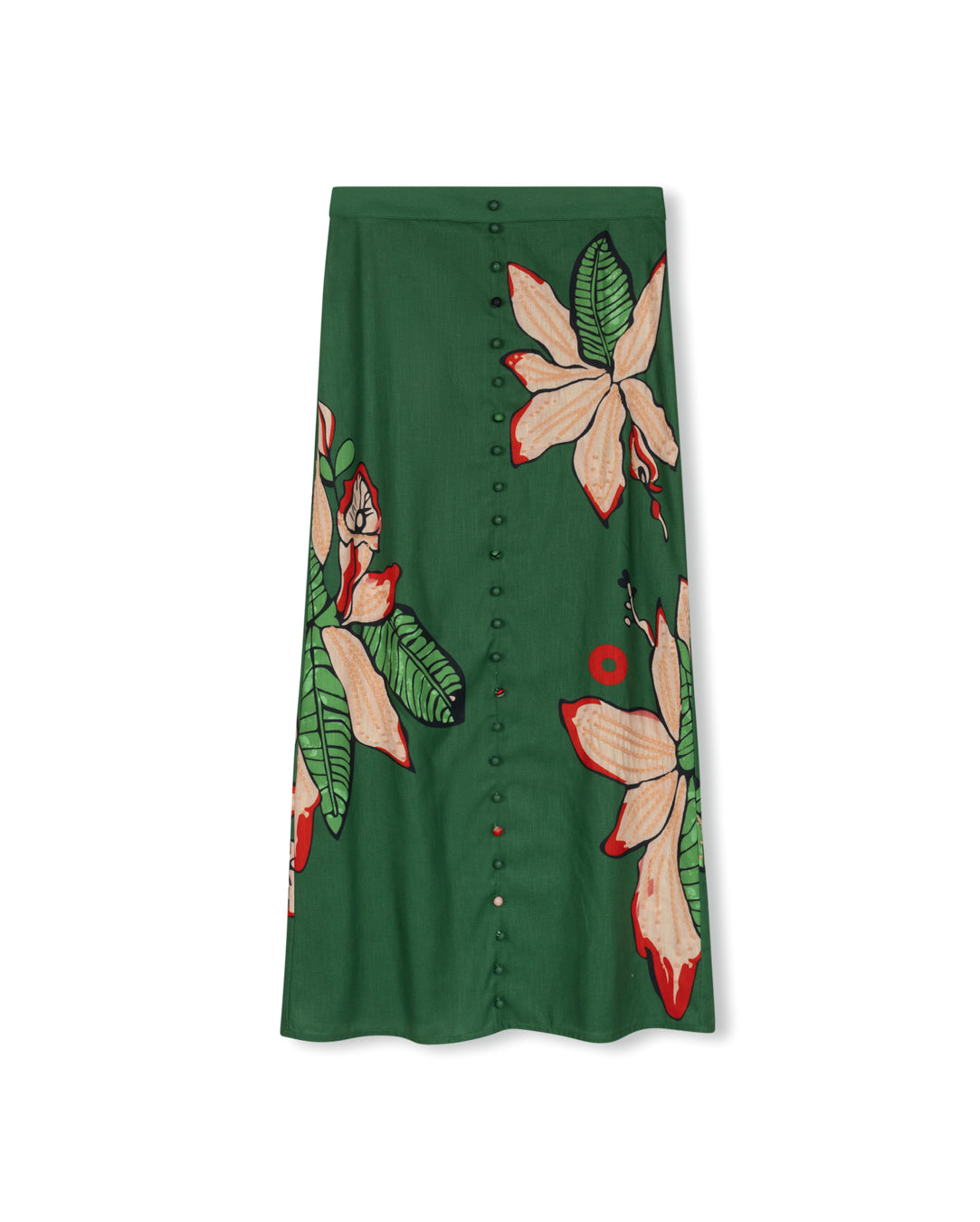 Flower Detailed Wool Maxi Skirt