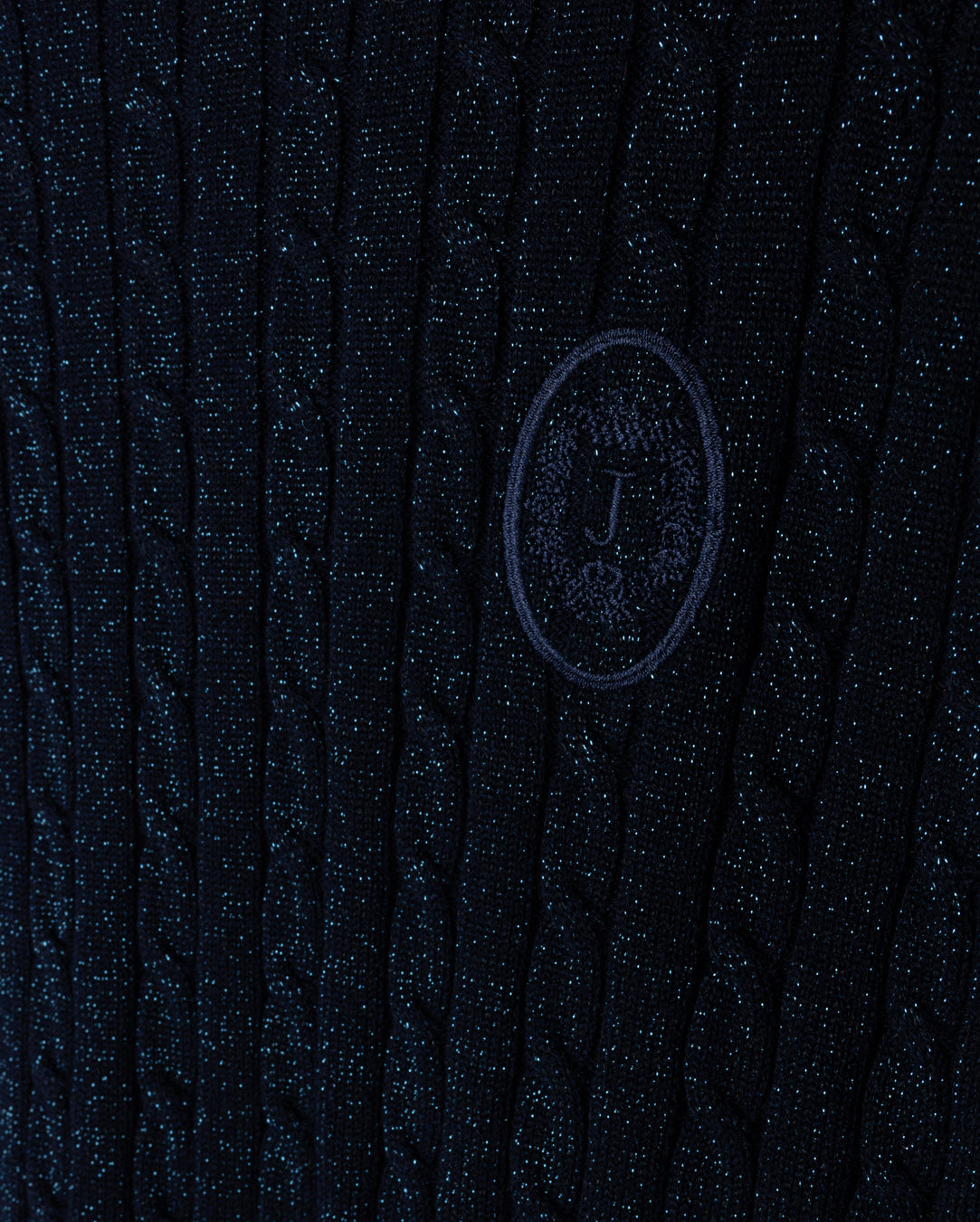 Metallic Cable Knit Crew Neck